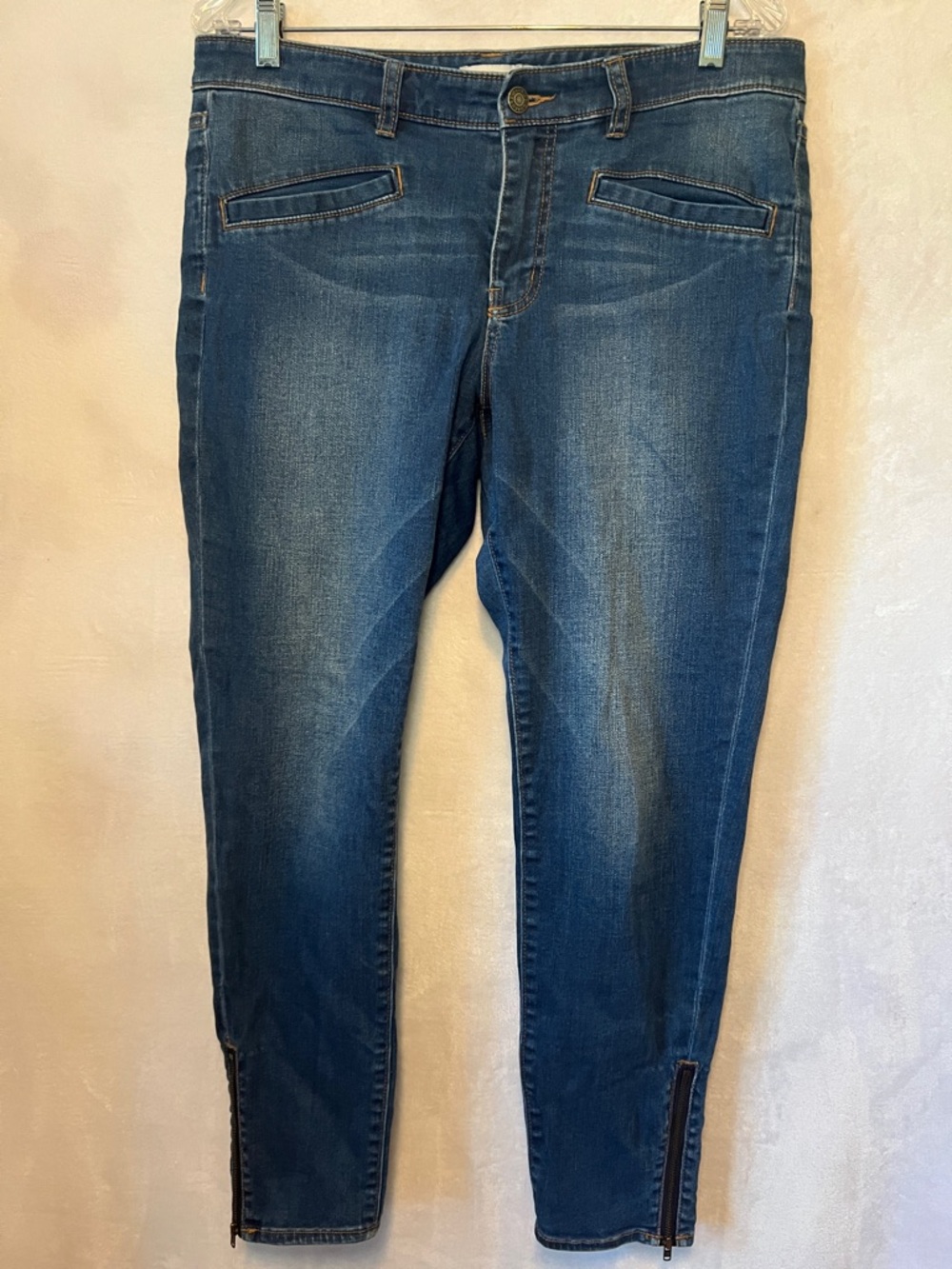 L.L.Bean Signature Skinny Mid Rise Ankle Zip Jeans Blue Sz 12 Gorpcore Preppy
